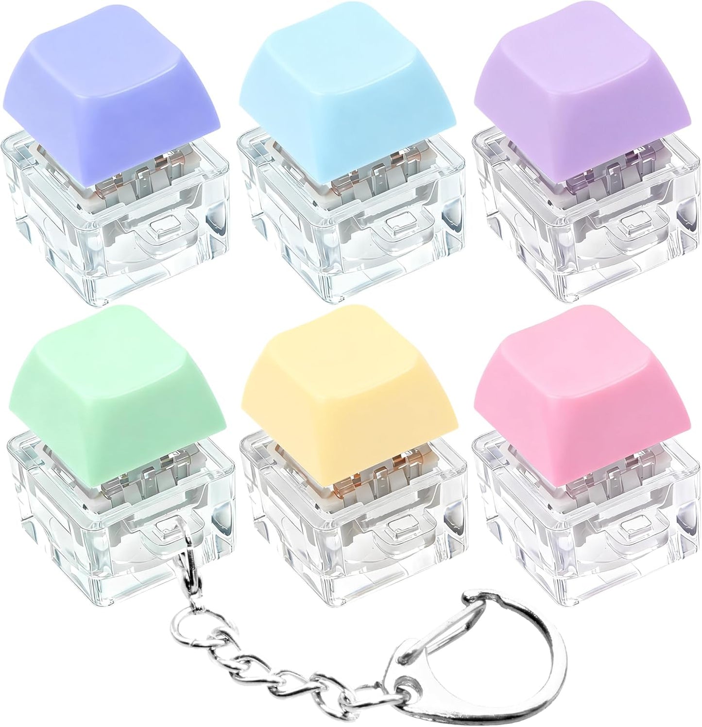 Pastel Keyboard Keycap Fidget Keychain – Clicky Stress Relief Toy & Desk Accessory