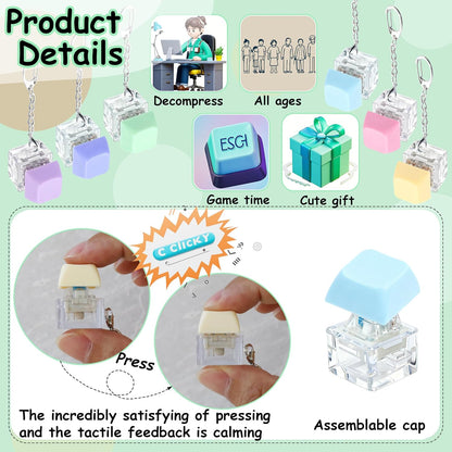 Pastel Keyboard Keycap Fidget Keychain – Clicky Stress Relief Toy & Desk Accessory